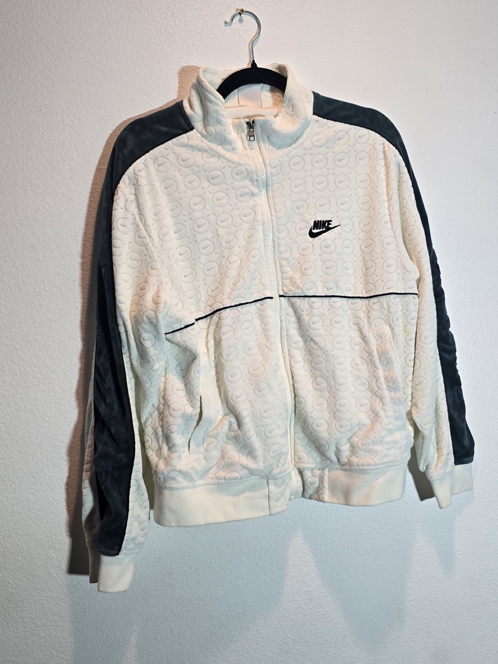 Nike Supreme Velour Tracksuit White green Embossed Swoosh